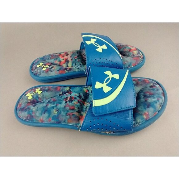 Kids Under Armour slides 6 youth blue Foam - Picture 1 of 5